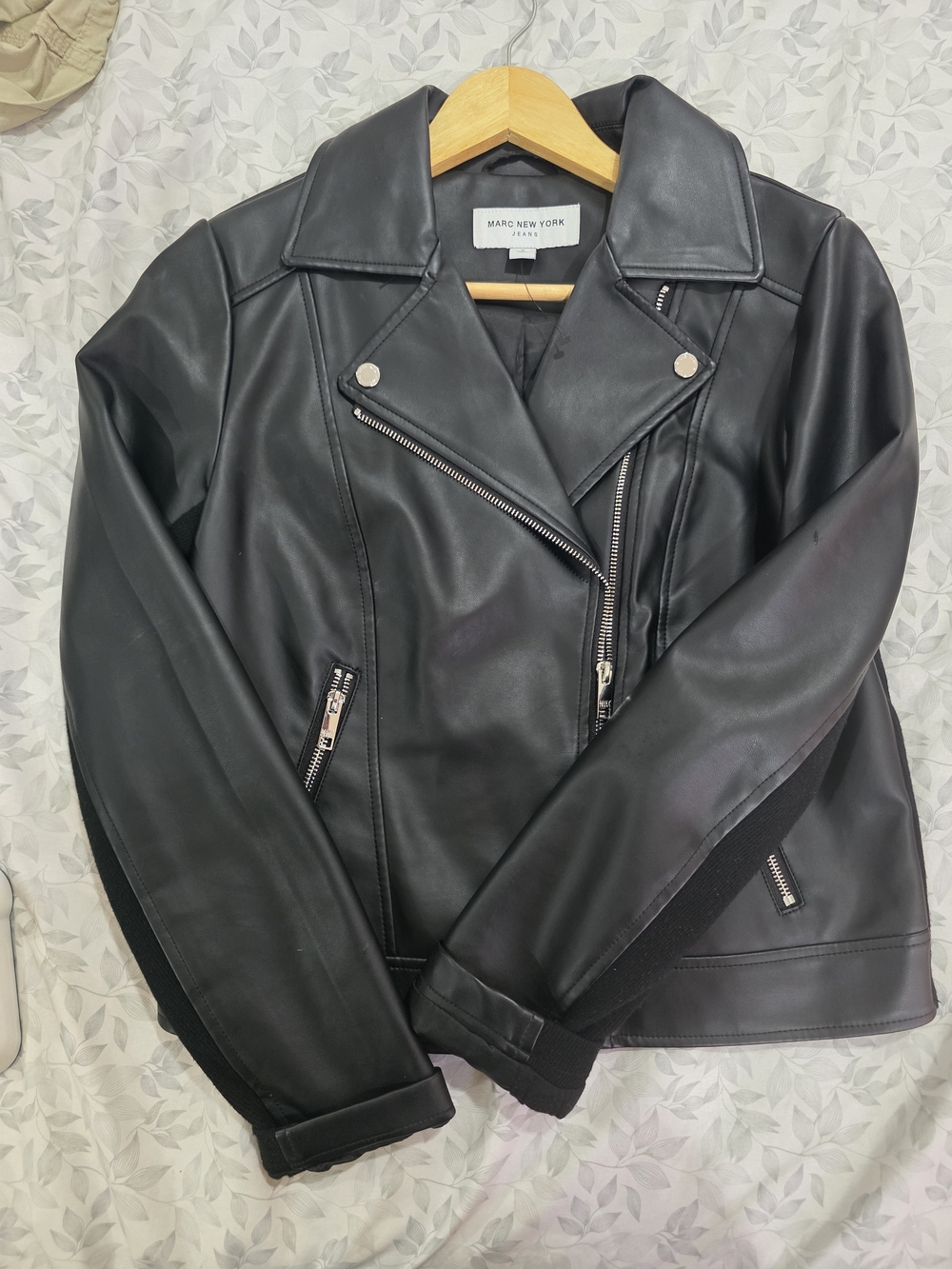 Marc New York Black Faux Leather Moto-Style Jacket